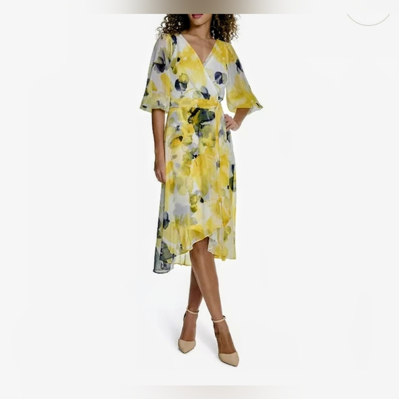 HARPER ROSE brand.. Floral Yellow and Blue Women's Dress - Picture 1 of 11